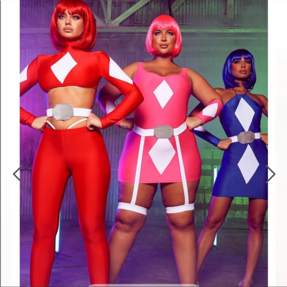 Fashion nova red power ranger costume with wig